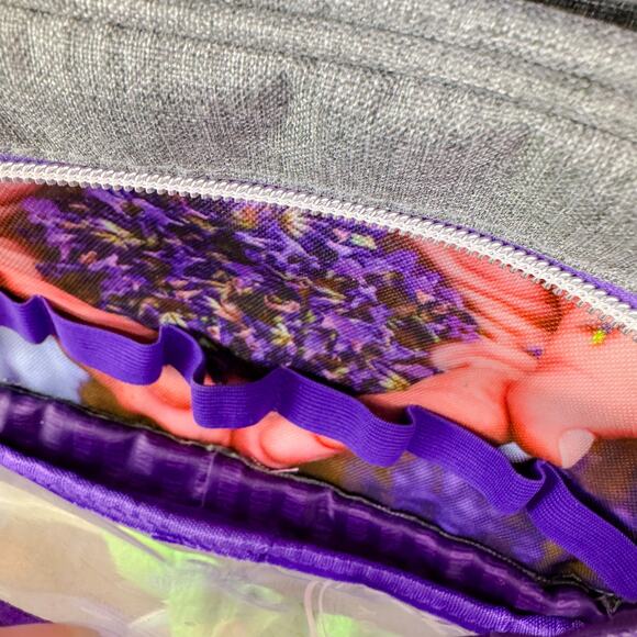 Young Living Essential Oils Carrier Back Pack Bag Gray Purple Travel Convention - Picture 3 of 6